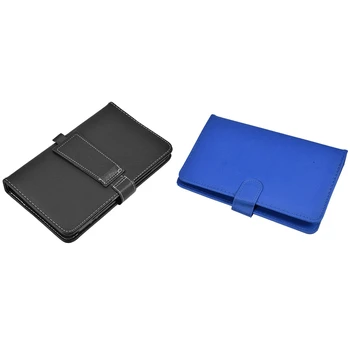 

2x Wireless Bluetooth Keyboard Case Leather Stand Cover for iPhone Android Phones Blue & Black
