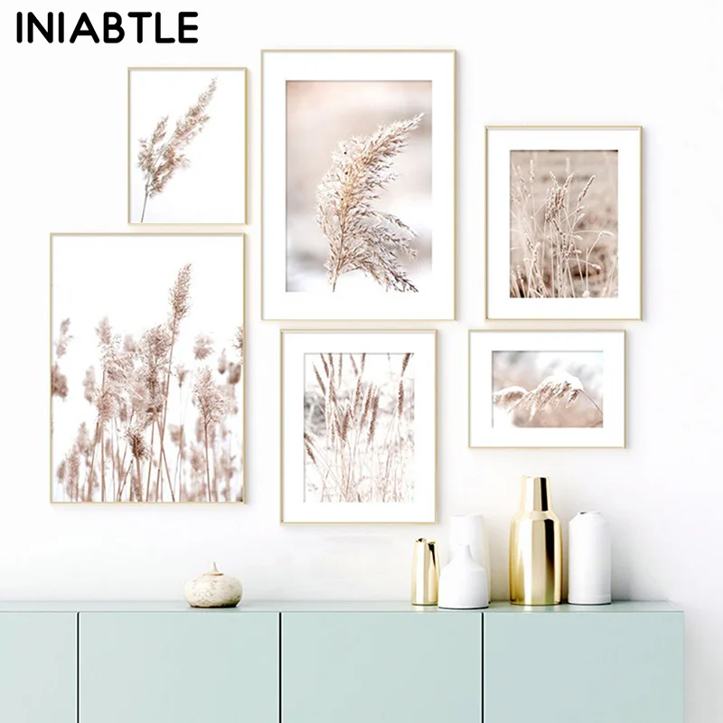

Dried Flower Plant Beige Reed Wheat Posters Prints Canvas Painting Nordic Modern Wall Art Pictures For Living Room Home Decor