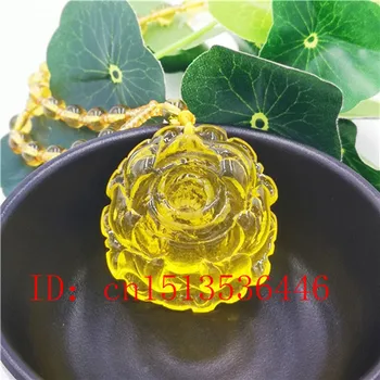 

Yellow Natural Amber Rose Pendant Necklace Charm Jewellery Fashion Accessories Man Woman Lucky Amulet Gifts