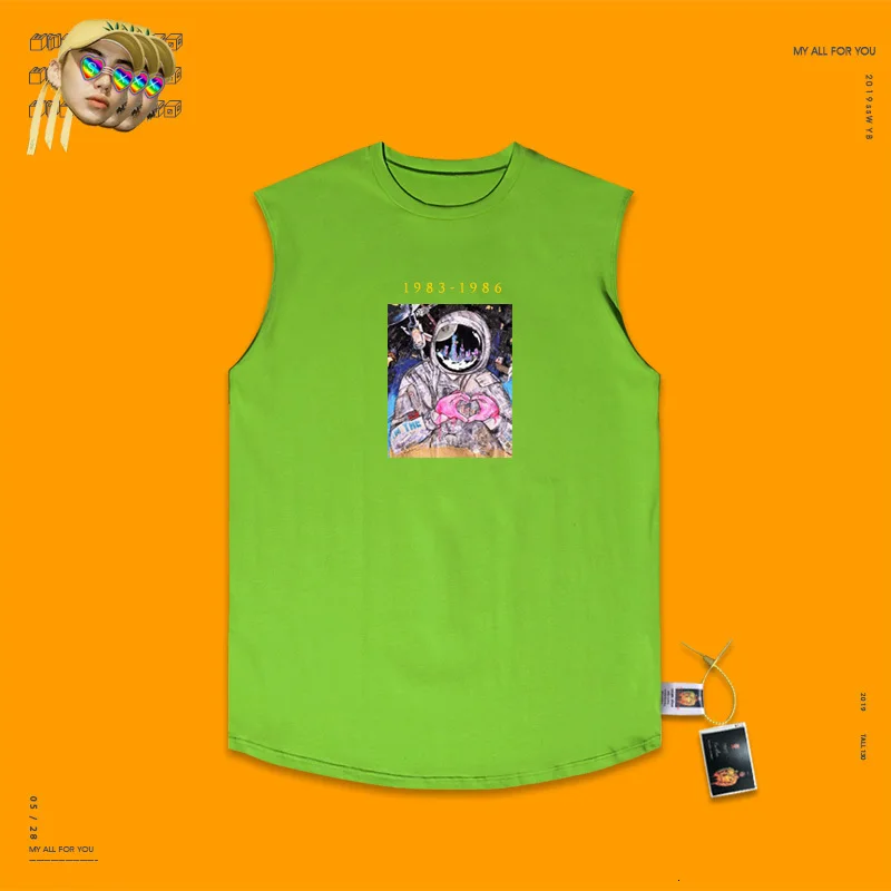 Camiseta одежда для фитнеса летняя спортивная одежда астронавт принт шеи майка Бодибилдинг
