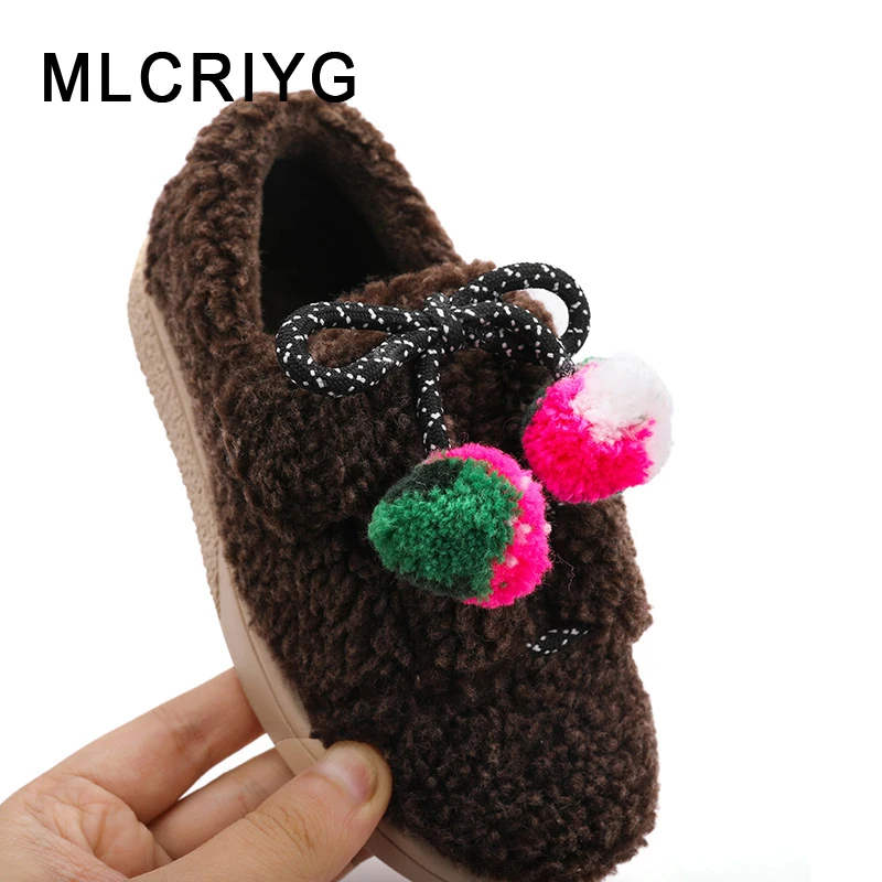 

Winter Kids Sport Sneakers Baby Girls Bow Casual Sneakers Children Warm Slip On Shoes Black Brand Sneakers Princess Trainers