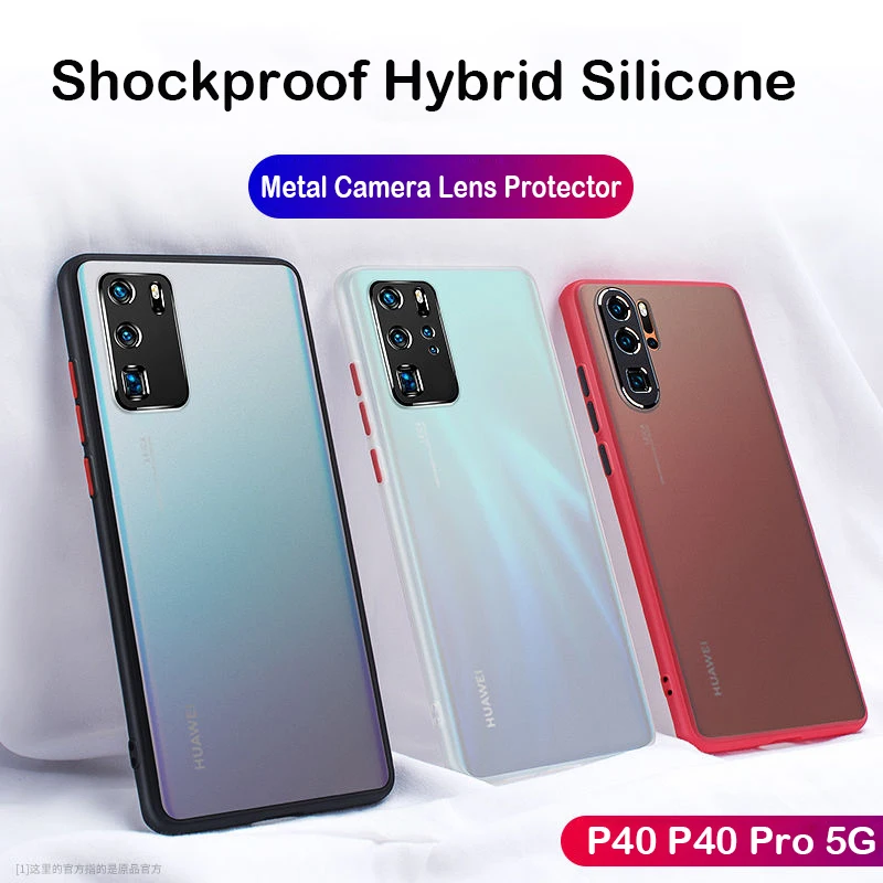 

360 Full Metal Camera Lens Armor Case For Huawei P40 5G Coque Matte PC Transparent Phone Case P40 Pro Silicone Bumper Cover