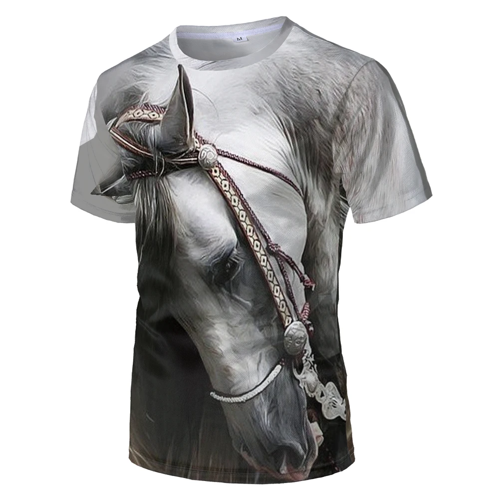 Casual Horse T Shirts Bird eye cloth Shirt Animal Horse Pattern Broadcloth O-neck 3D Print T-shirt Casual Horse T Shirts Bird eye cloth Shirt Animal Horse Pattern Broadcloth O-neck 3D Print T-shirt