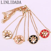 10 шт. Мода Круглая Форма циркония Красочные Подвеска из эмали Разъемы Браслет для женщин и мужчин