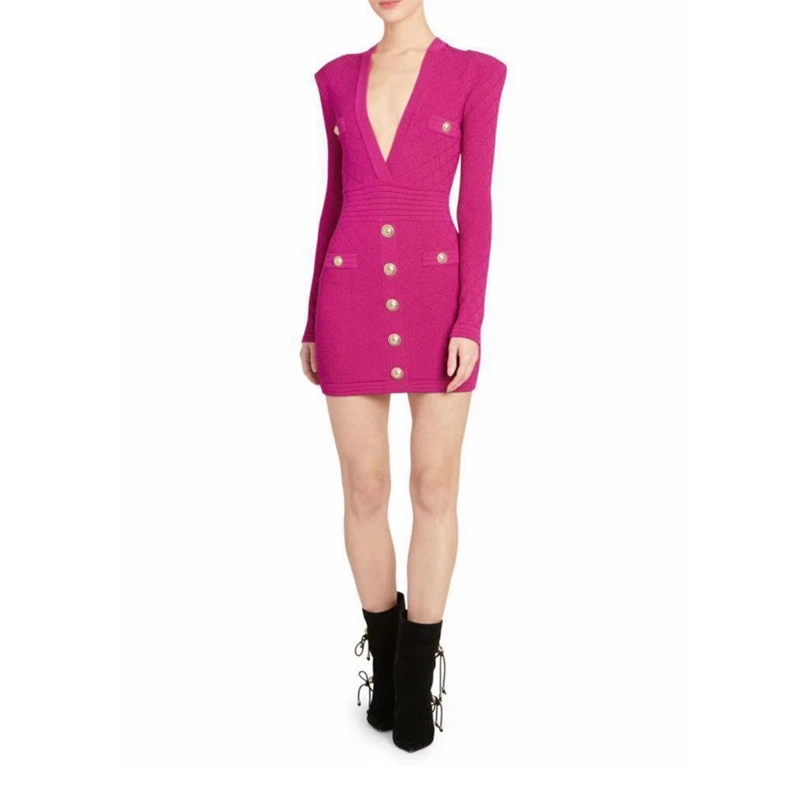 

New Fashion Women Long Sleeve Party V Neck Dress Outfit High Quality Bandage Dress Winter Autumn Wedding Vestidos Wholesale
