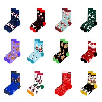 

Colorful Unisex Cotton Funny Christmas Socks Snowflake Hip-hop Happy New Year Autumn Winter Santa Claus Snow Elk Gift Socks