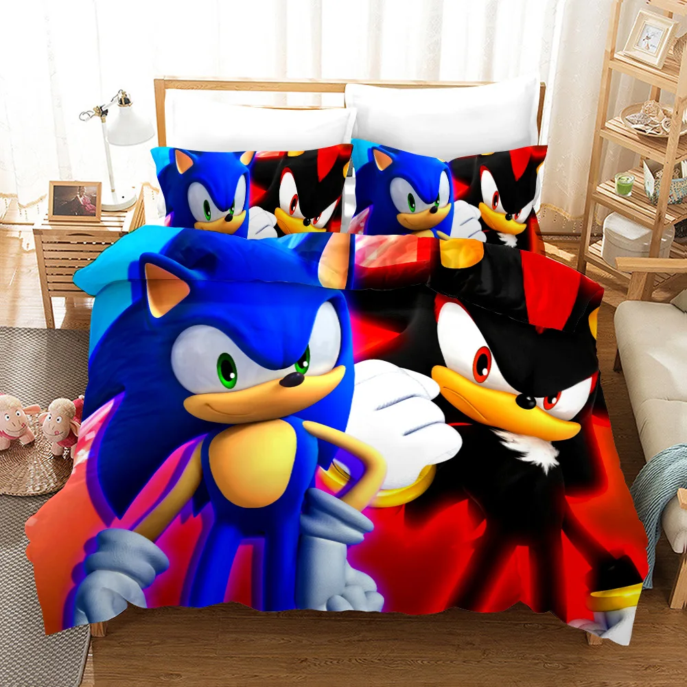 3D Sonic the с принтом ЁЖ Комплект постельного белья пододеяльники наволочки цельный s