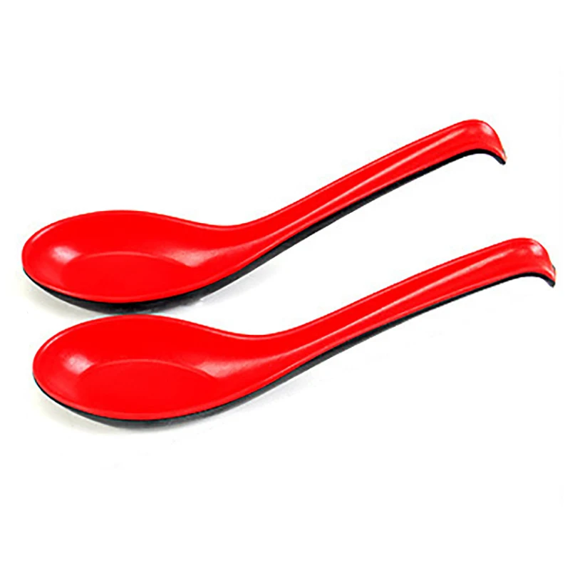Hotel Spoon Red and Black Hook Spoon Long Handle Soup Spoon Imitation