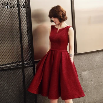 

Wine Red Short Prom Dresses 2019 Shoulder Straps Sleeveless Sexy Graduation Pary Dress Elegant Plus Size Cocktail Dresses