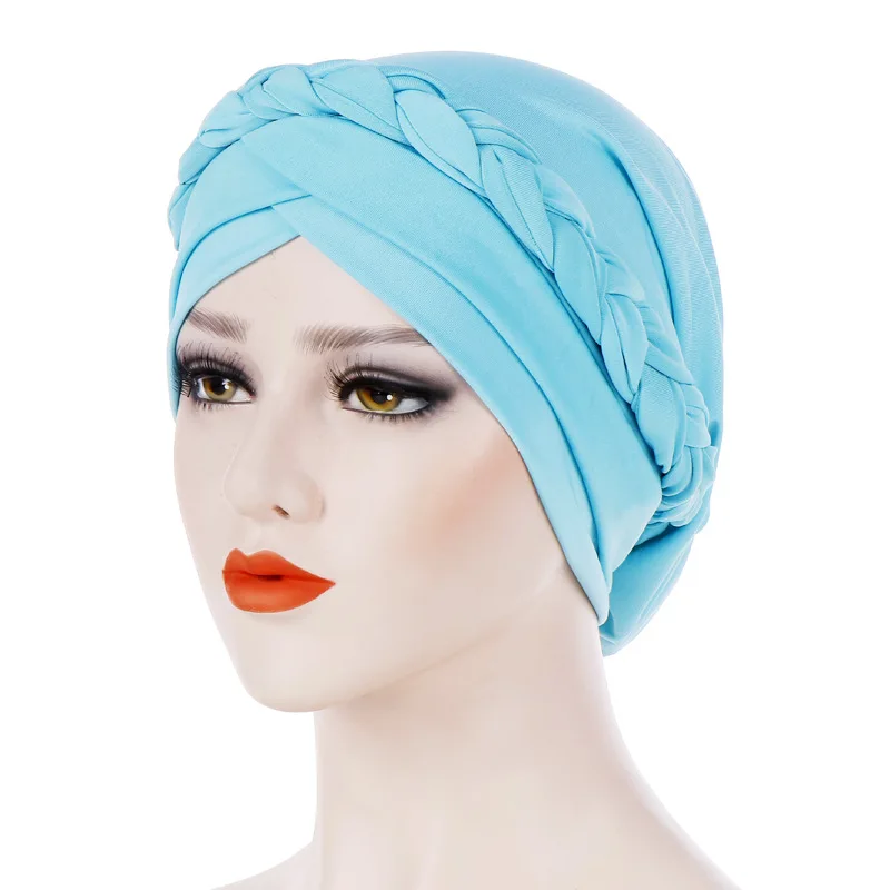 Индия Baotou Кепка оплетка исламский молочный шелк полиэстер молитвенные шляпы палантин хиджаб шапка s женский мусульманский головной убор исламский хиджаб тюрбан - Цвет: Lake Blue