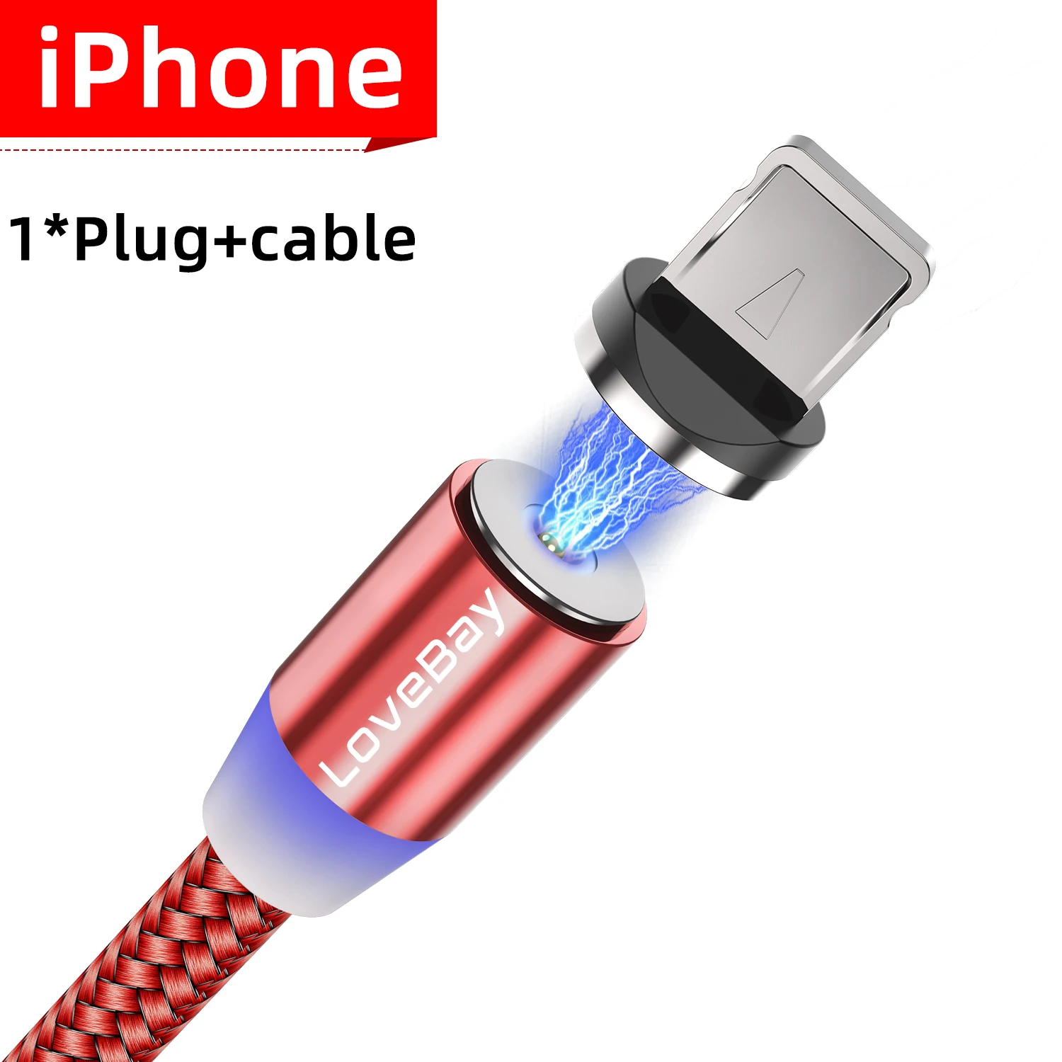 Lovebay Магнитный USB кабель для быстрой зарядки для type C Micro USB шнур Магнит USB кабель для мобильного телефона USB шнур - Цвет: Red iOS Cable