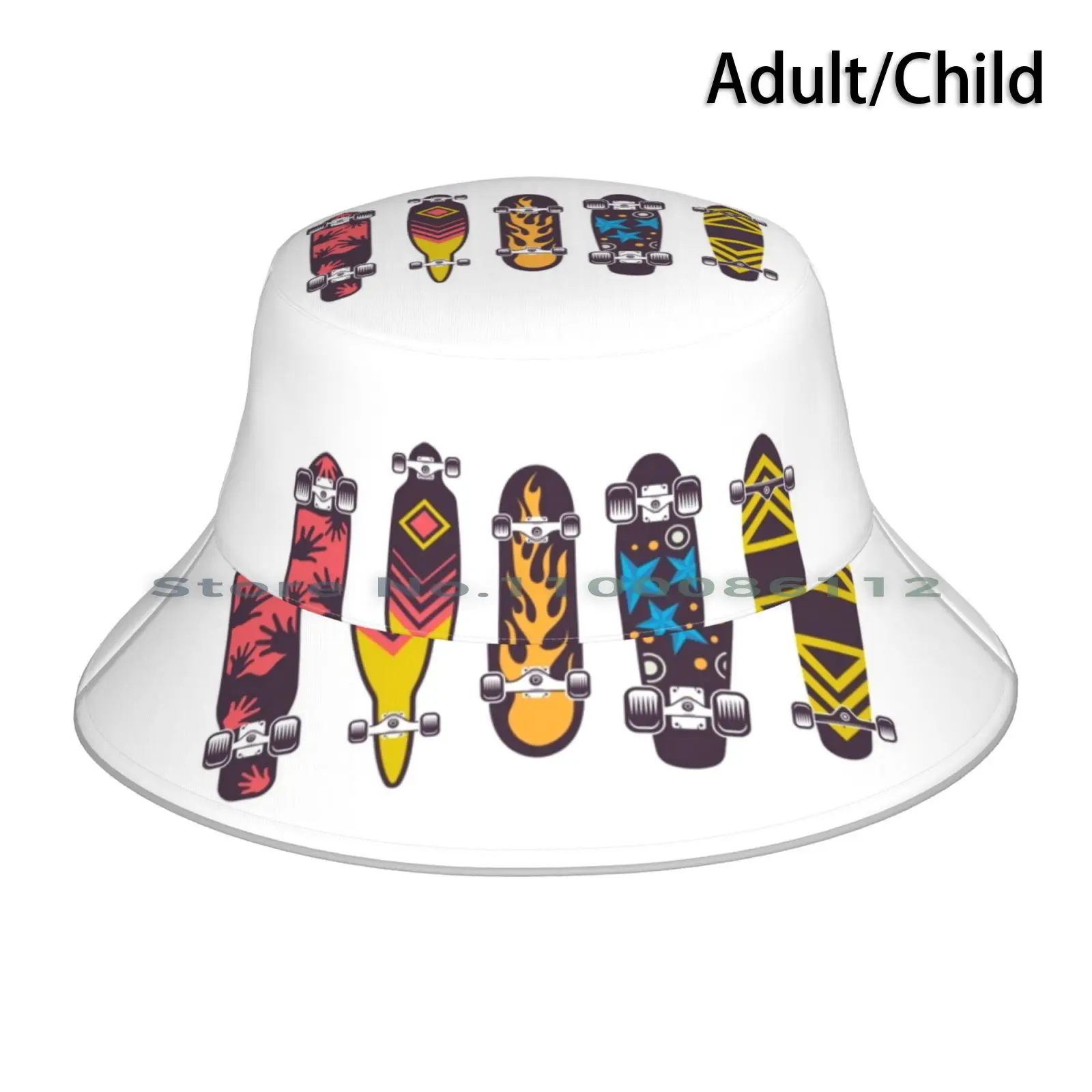 Skateboard Cappello Da Pescatore Berretto Da Sole Skateboarder Surfer Skate Board Pattern Light Baby Skateboards Pattini Ruote Sport Teen Girly