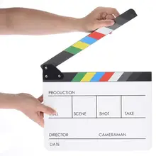 Akrylowe kolorowe Clapperboard Clapper Board łatwe wymazywanie dyrektor Cut TV Film Film akcja łupek Clap Handmade Cut Prop