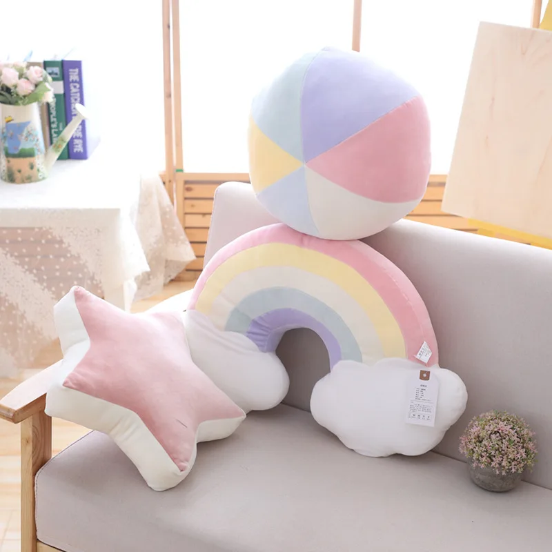 Детская красочная креативная Подушка, украшение для детской комнаты, эркер, подушка, радужная ракушка, Звездный шар, мультяшная детская комфортная подушка