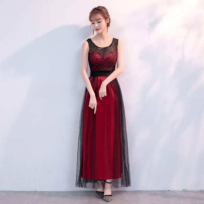 

2019 New Style WOMEN'S Dress Fashion Sexy V-neck Waist Hugging Slimming Gauze Joint Formal Dress Long Skirts Dress