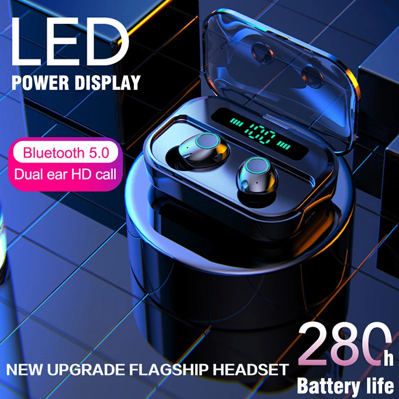 Y7 Tws Bluetooth наушники 8D стерео наушники 5,0 сенсорная гарнитура IPX7 водонепроницаемые спортивные Беспроводные наушники с микрофоном для всех телефонов