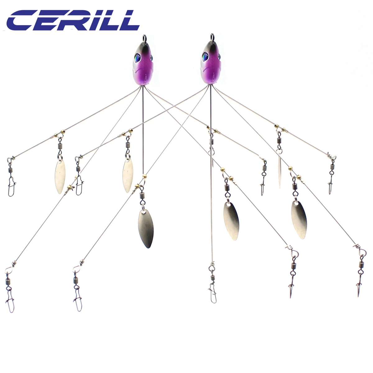 

Cerill 2 PCs 21 cm 18 g Alabama Umbrella Fishing Lure Rig Head 5 Arms 4 Blades Bass Group Snap Swivel Spinner Stainless Steel