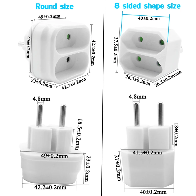 Штепсельная Вилка европейского стандарта штепсельная вилка 4 8 мм на гнездо 0 ММ