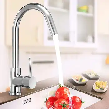 

Kitchen Faucet Stainless Steel Single Handle Sink Tap Curved Cold Hot Water Mixer Tap Bathroom Basin Water Faucet Deck Mount