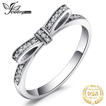 

JewelryPalace Bowknot Cubic Zirconia Ring 925 Sterling Silver Rings for Women Stackable Ring Silver 925 Jewelry Fine Jewelry