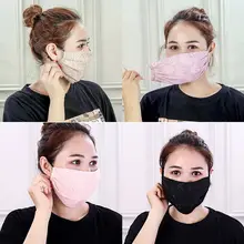 Для женщин и девочек, вязаная крючком, с цветочным кружевом, зимняя теплая маска для рта, защита от пыли, ветрозащитная, защита от солнца, половинное покрытие для лица, регулируемая петля для ушей Res