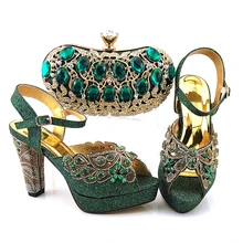 Doershow gorące włoskie buty z pasujący zestaw torebek włochy afrykańskie damskie buty i torby zestawy zielone buty damskie! HKV1-8