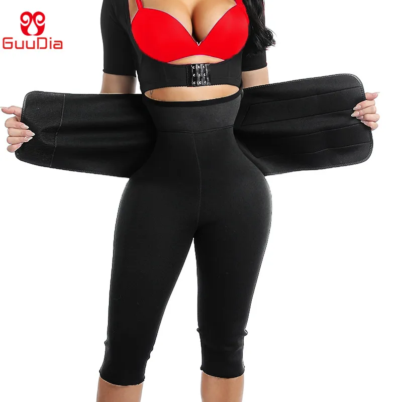 

GUUDIA Thigh Slimmer Waist Trainer Pants Hot Thermo Nerprene Sweat Pants Women Body Shaper Trousers Weight Loss Pant Slimmer