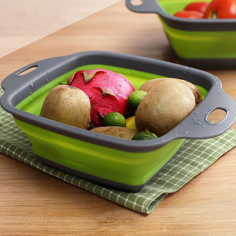 

Square drain basket folding greens fruit basket environmentally-friendly telescopic folding fruit basket