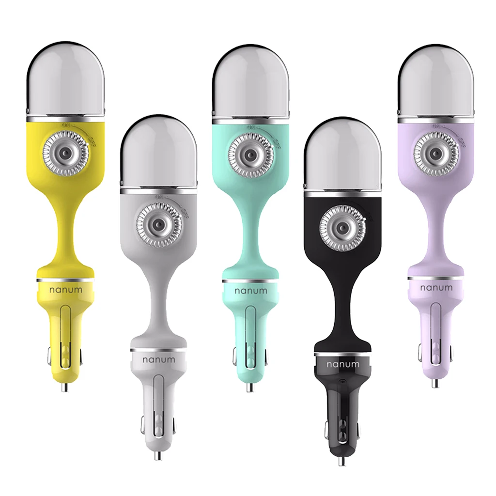 Mini Car Humidifier Cooling Mist Car Air Refresher Diffuser with 2 USB Charger Adapter, Car Essential Oil Aromatherapy Diffuser
