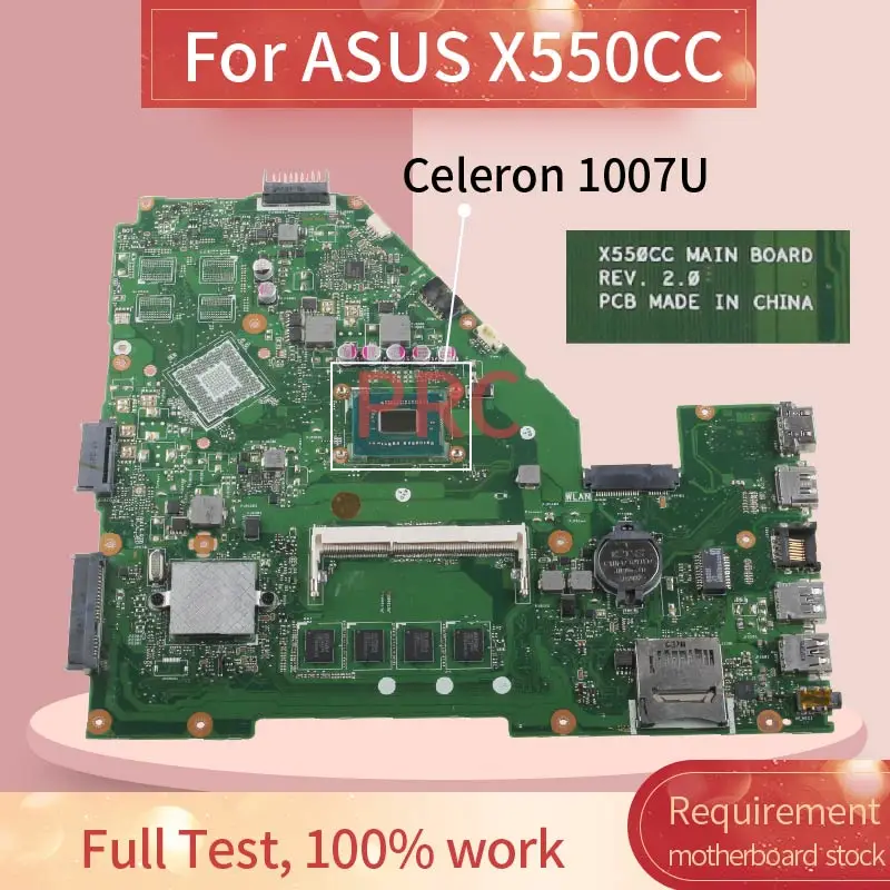 Материнская плата для ноутбука ASUS X550CC Celeron 1007U материнская SR109 REV.2.0 DDR3 | Компьютеры