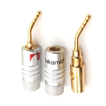 

2mm Banana Plug 4/8Pcs Nakamichi Gold Plated Speaker Cable Pin Angel Wire Screws Lock Connector For Musical HiFi Audio
