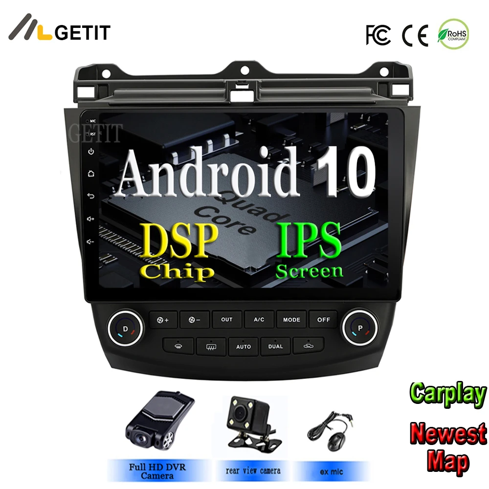 Ips экран Android 10 автомобильный Радио мультимедиа для Honda Accord 7 2003-2007 автомобильный dvd аудио стерео плеер gps навигация wifi RDS 2din