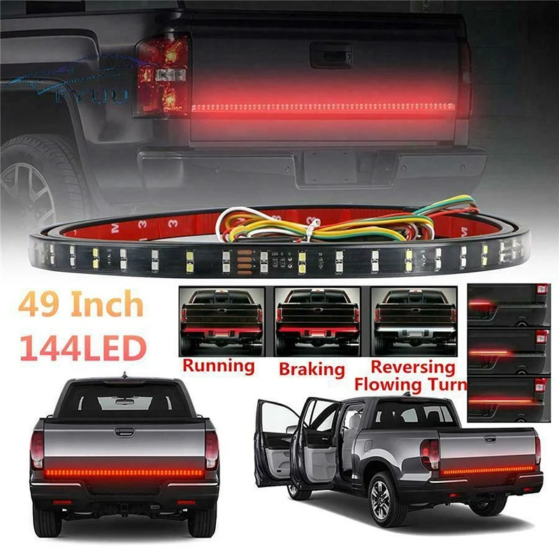 

49 Inch/60 Inch 2-Row LED Red/White Truck Tailgate Light Bar Strip Reverse Stop Turn Signal Running For SUV RV Trailer Trucks