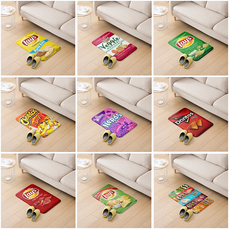 

Fashion Potato Chips Printed Carpet Flannel Pad Modern Living Room Decoration Floor Mat Absorbent Anti-Slip Kitchen Corridor Rug