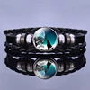 Fashion Men's Women's Punk Bracelet Wolf Glass Cabochon Braided Black Leather Woven Bracelet ► Photo 2/6