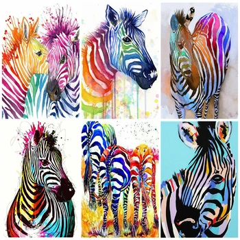 

AZQSD Adult Paint By Numbers Animal DIY Unframe Handpainted Gift Coloring By Numbers Zebra Acrylic Paint Wall Art Handicraft