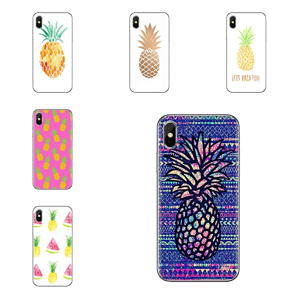 For iPhone XS Max XR X 4 4S 5 5S 5C SE 6 6S 7 8 Plus Samsung Galaxy J1 J3 J5 J7 A3 A5 Soft Cover Bag Cute Lovely Pineapple Fruit |