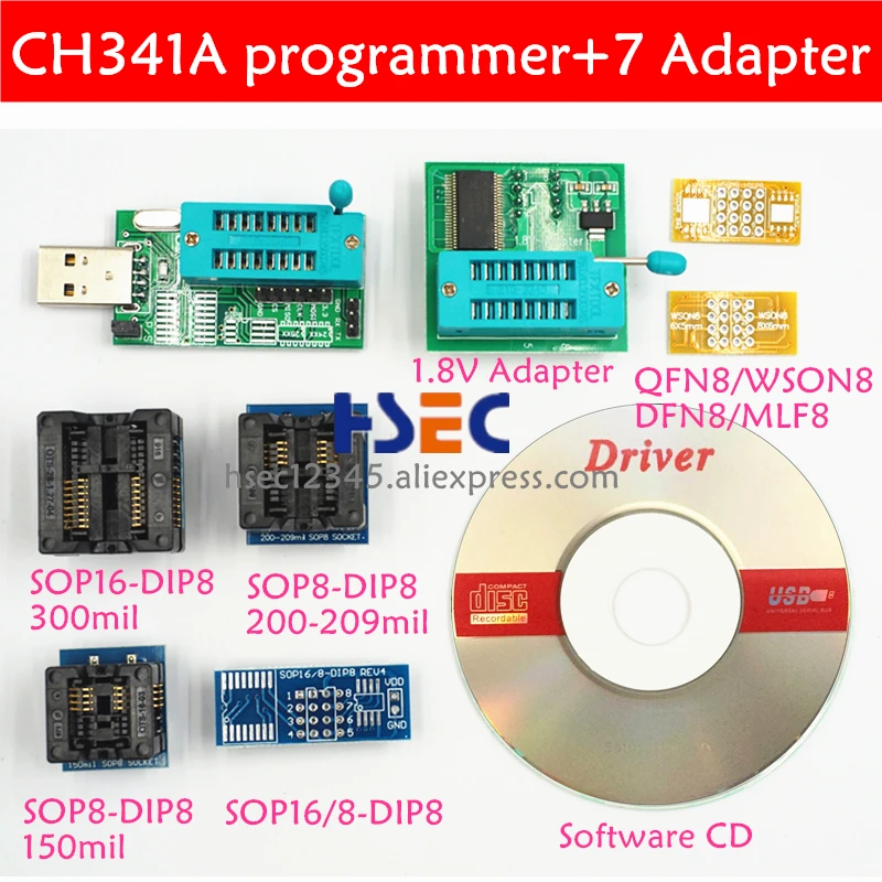 CH341A USB программатор SOIC8 SOP8 тестовый зажим 1,8 в адаптер SOP16 SOP8 адаптер кабель EDID для Iphone 24 25 серии флэш-память EEPROM BIOS