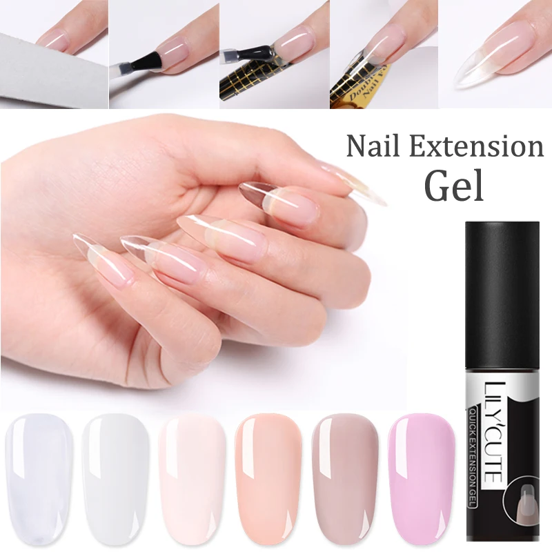 

LILYCUTE 5ml Quick Building Gel Nail Poly Extension Gel Set Pink White Clear Soak Off UV Gel Fast Finger Extension Glue Nail
