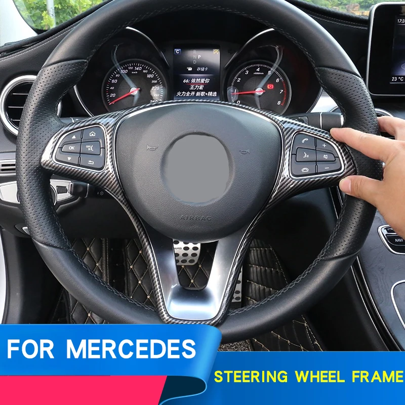 For Mercedes-Benz W205/W204/W212/W213/X253/X156/W117/C117 steering wheel sequins interior modified carbon fiber car stickers | Автомобили