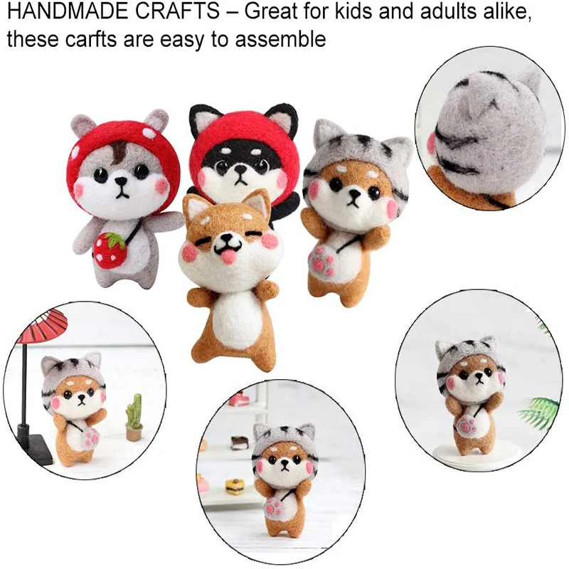 MIUSIE Needle Felting Set Wool Roving With Felt Tools And Box DIY Needle Felting Starter Kit for Craft Christmas Present