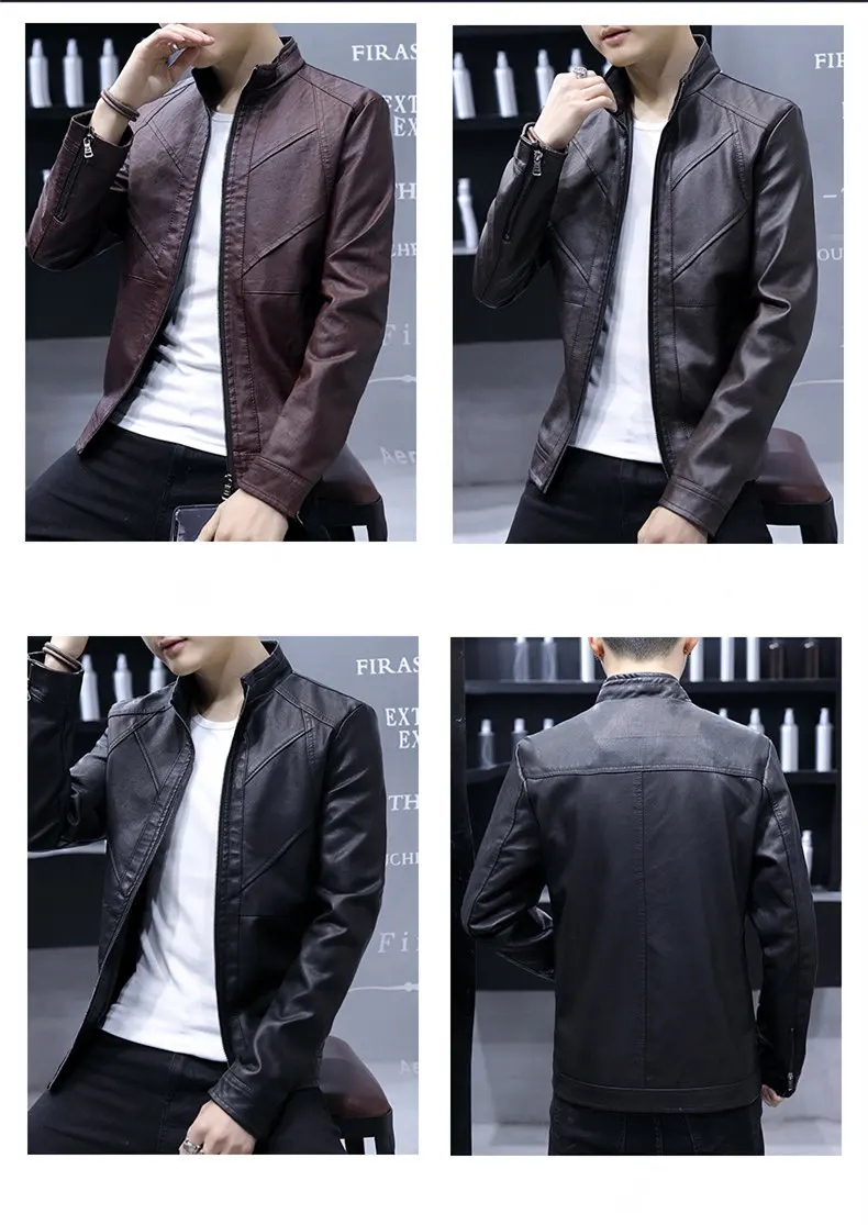 Новая Осенняя мужская куртка из искусственной кожи мото Байкерская Chaqueta Cuero Hombre весна из искусственной кожи для мотоцикла пальто Veste Cuir Homme 4XL