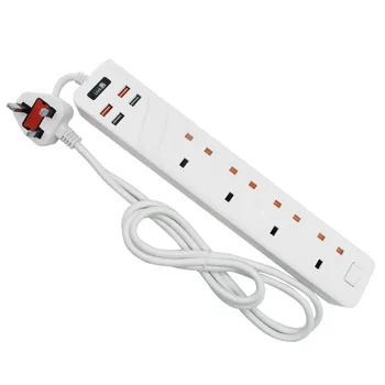 

Power Strip 4AC 4 USB Charger Ports Home Office 2M Power Extension Cord Switch EU UK PLUG SOCKET