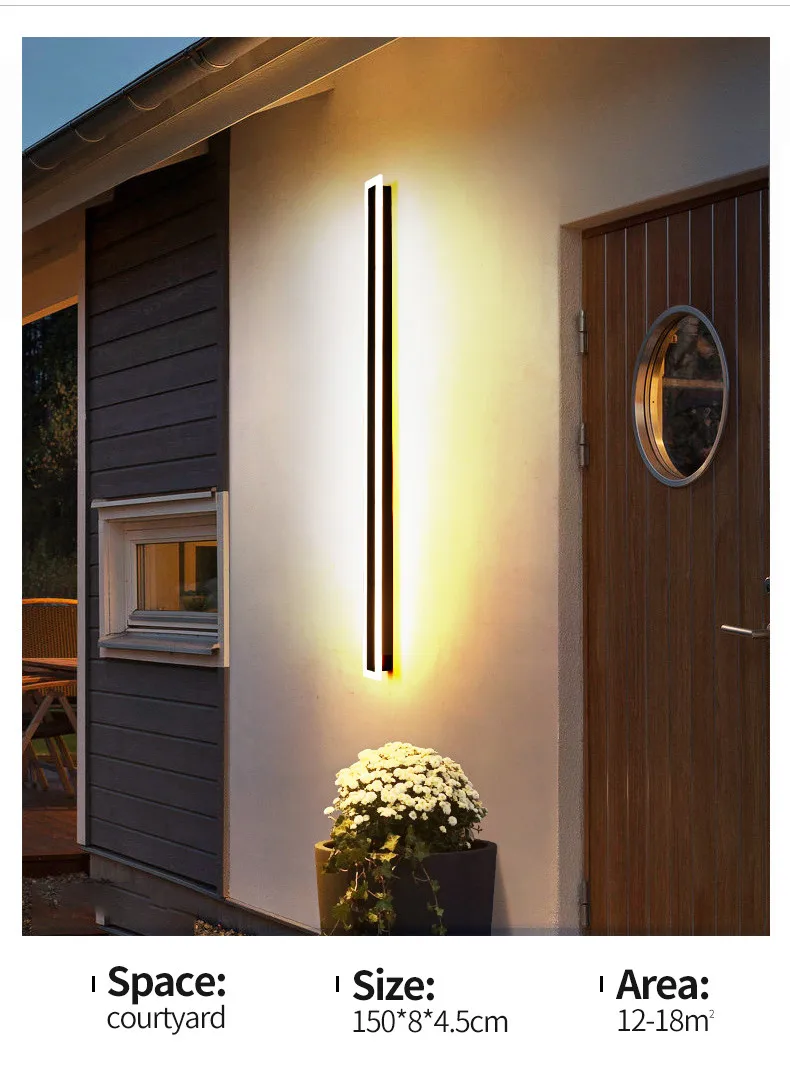 Wall lamp line minimalist  light long strip  outdoor waterproof garden decoration villa background wall garden light white fairy lights