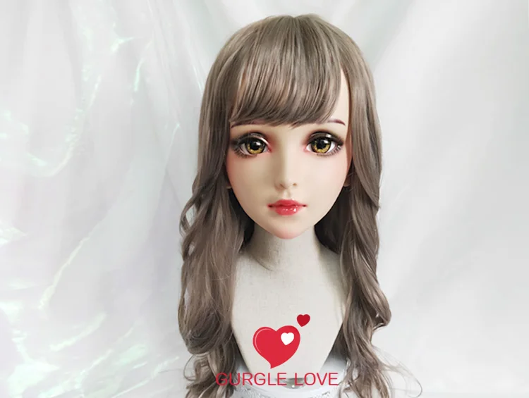 (NEW-175) Female Resin Silica Dance Party Masks Halloween BJD Girl Doll Crossdresser Japan Kigurumi Anime Cosplay Mask with Wig
