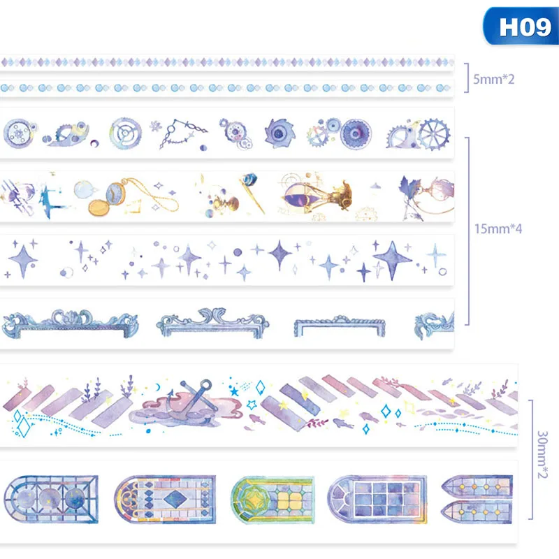 8 шт./партия океан звезды Wisteria Цветочная милая бумага маскирующая лента Набор японские канцелярские принадлежности Kawaii принадлежности для скрапбукинга стикер - Цвет: H09