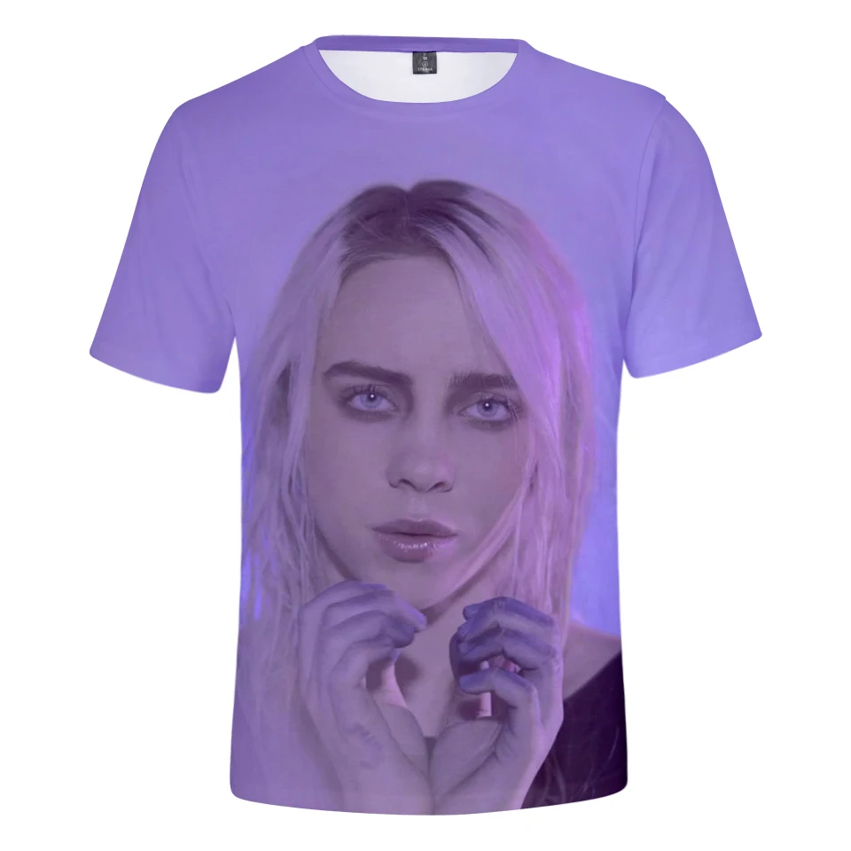 Новая модная футболка Billie Eilish, популярная мужская и женская летняя футболка с короткими рукавами и 3D рисунком, топы для девочек и мальчиков