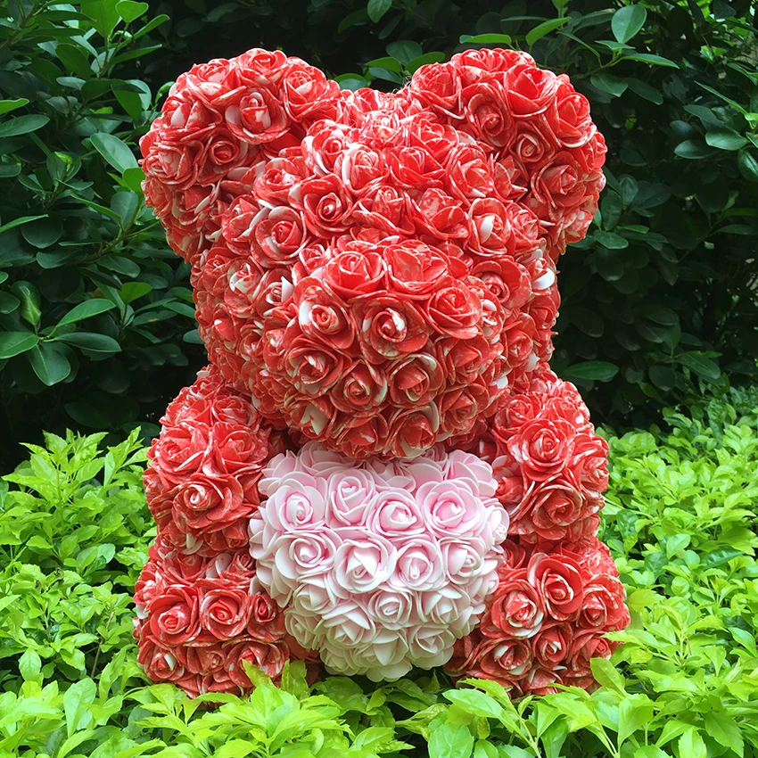 40 см розовый медведь искусственный цветок розы Teddi медведь женский подарок подружка украшения плюшевый медведь Розы Подарочная коробка и внешняя коробка