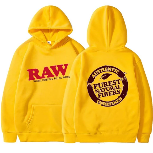 RAW Fashion Hoodie Men's Sweatshirt Polar Fleece Hooded Harajuku Hip Hop Casual Men's Ladies Hoodie High Quality Pullover Hoodie yellow