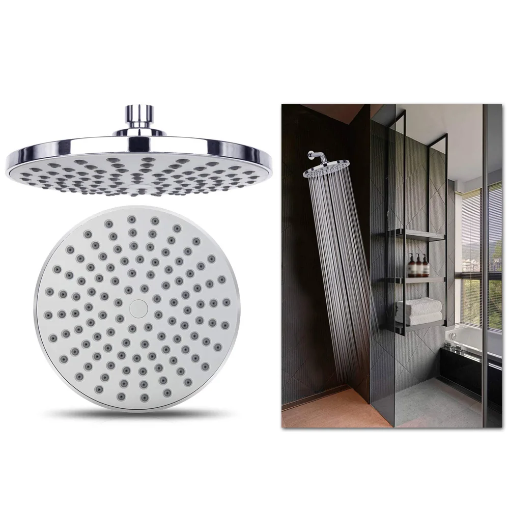 

Round Large Shower Head 8 Inches ABS Rainfall Overhead Replacement Parts Supply